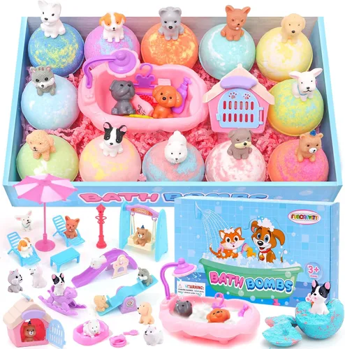 Vista 8 de Bombas de baño para niños con sorpresa en el interior, bombas de baño con juguetes para niños y niñas, bolas gaseosas hechas a mano, juego de regalo