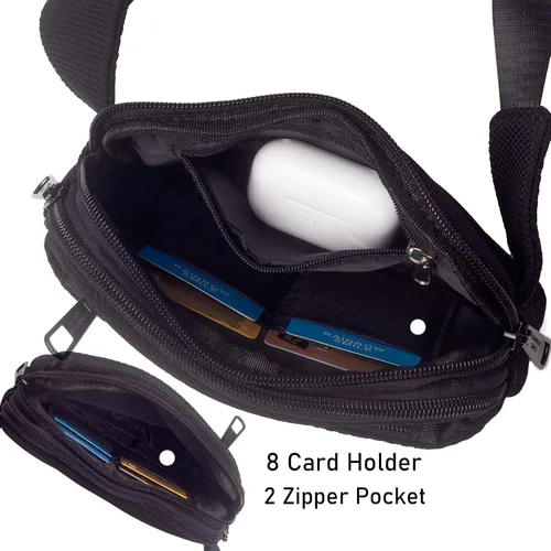 Vista 4 de Riñonera para mujeres y hombres, para correr, viajar, senderismo, casual, a la moda, deportiva, transpirable, ligera, Negro -, Riñonera para todos