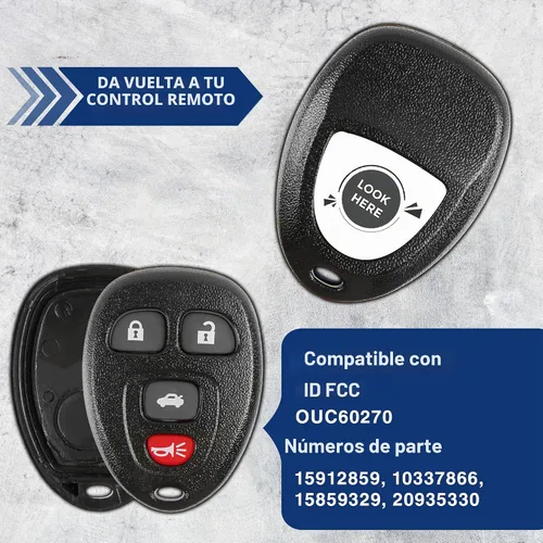 Vista 5 de KeylessOption Funda de Reemplazo para Llave con Control Remoto para 2006 2007 2008 2009 2010 2011 2012 2013 2014 2015 2016 Buick Cadillac Chevrolet