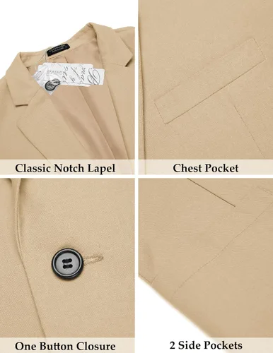 Vista 4 de COOFANDY Blazer casual de lino para hombre, ligero, ajuste regular, chaqueta deportiva con un botón
