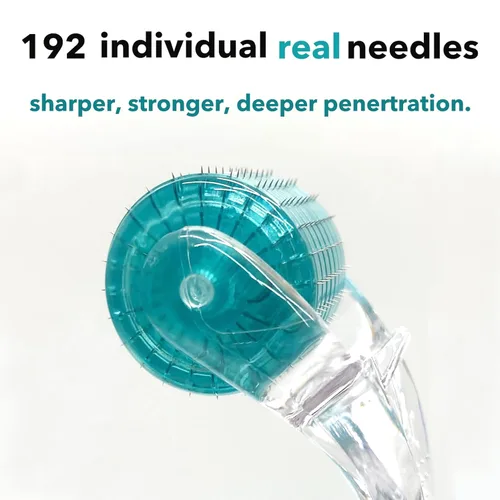Vista 2 de Derma Roller, microagujas de titanio de 192 pines para cara, cuerpo y cuero cabelludo - Rodillo de microagujas para hombres y mujeres - Herramientas