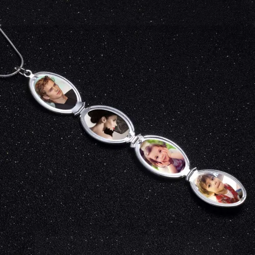Vista 3 de Nanafast Collar con medallón de fotos expandible 4 fotos collares de cadena de fotos regalos conmemorativos para mujeres y niñas Metal Ágata