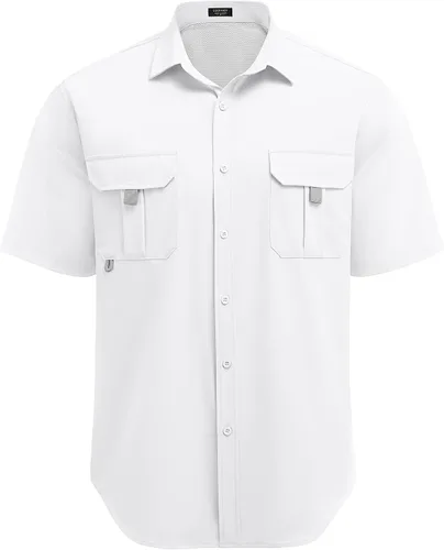 Vista 5 de COOFADNY Men's Fishing Shirt Performance Waterproof Dry SPF Hiking Button Down Shirts