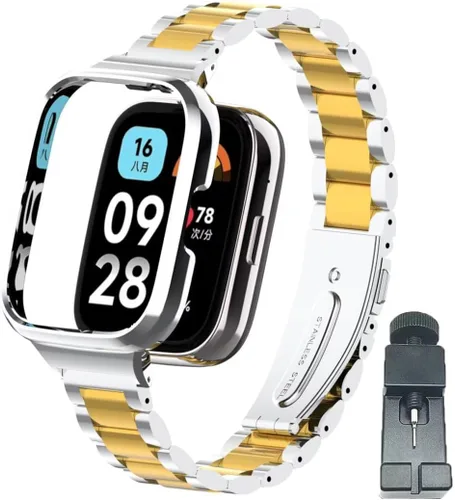 Vista 9 de Compatible con Xiaomi Redmi Watch 3 Active Bands, correa de repuesto de metal de acero inoxidable para reloj inteligente Redmi Watch 3 Active