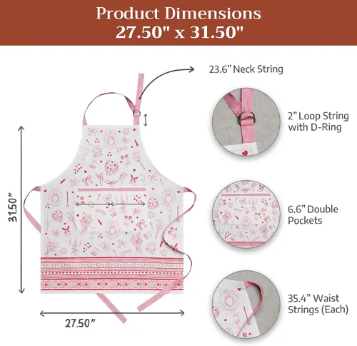 Vista 586 de Maison d' Hermine Delantales para mujer con bolsillo, 100% algodón (27.50 x 31.50 pulgadas)