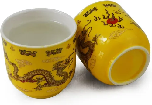 Vista 5 de Teapot Teacup Chinese Gongfu Tea Set Yellow Dragon Porcelana Acero inoxidable Filtración Caja de regalo de cerámica