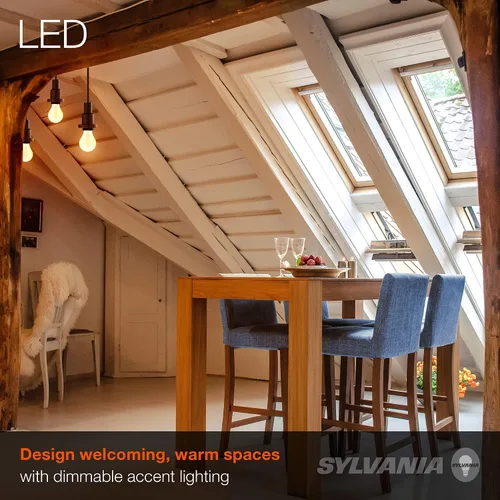 Vista 5 de Sylvania - Bombilla LED vintage A19, equivalente a 40 W, eficiencia de 4.5 W, 13 años, 380 lúmenes, regulable, brillo ámbar, 1 paquete (75347)