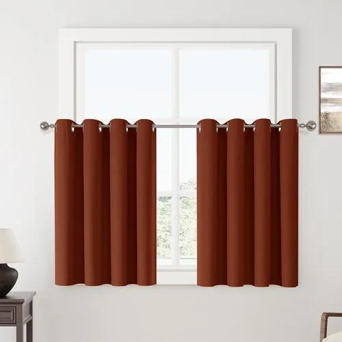 Vista 108 de ChrisDowa Cortinas 100% Opacas de Abedul Sólido de 45 Pulgadas de Largo, 2 Paneles para Dormitorio y Sala de Estar, Estilo Granja Oscurecedoras