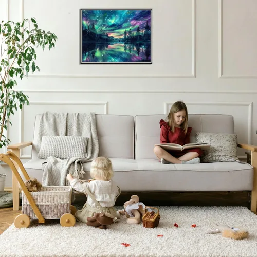 Vista 8 de Hutarosl Pintura por números para adultos, lienzo Aurora por números para adultos, pintura de cielo estrellado por números para adultos, kits