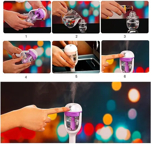 Vista 7 de Humidificador de purificador de aire de coche y aromaterapia Mini cargador de coche Puerto portátil humidificador de niebla fría con aroma difusor