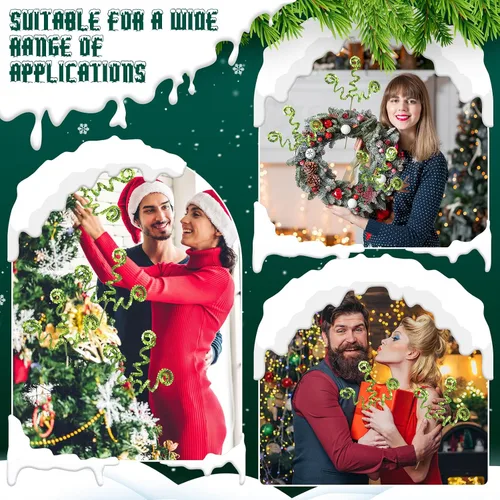 Vista 3 de Sliner 20 adornos de lentejuelas de Navidad de 12 pulgadas, decoración de árbol de Navidad en forma de caramelo, adorno para árbol de Navidad, tallo