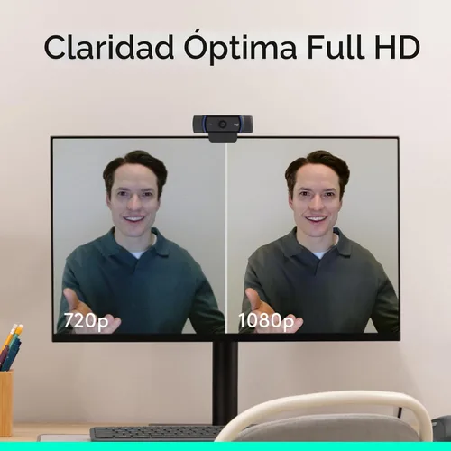 Vista 2 de Logitech Cámara web C920x HD Pro para PC, video Full HD de 1080p/30fps, audio claro, corrección de luz, funciona con Microsoft Teams, Google Meet