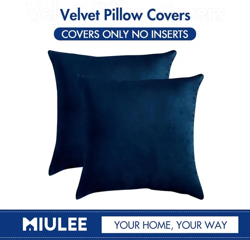 Vista 9 de MIULEE Juego de 2 fundas de almohada cuadradas decorativas de terciopelo suave con rellenos de almohada de 18 x 18 pulgadas