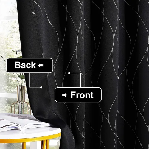 Vista 6 de StangH Foil Print Wave Line Cortinas opacas de línea ondulada