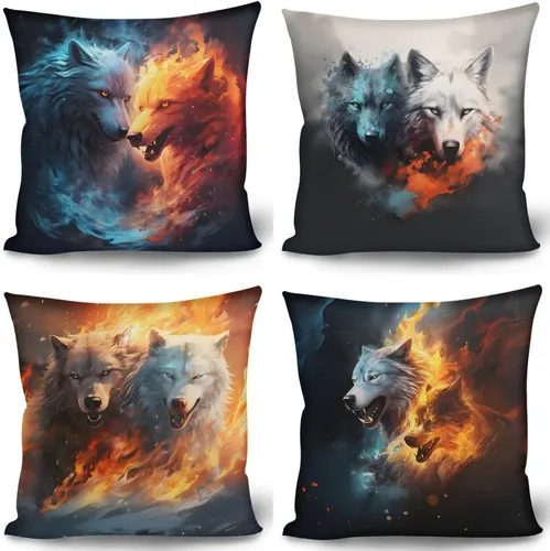 Vista 12 de GLUDEAR Juego de 4 fundas de almohada decorativas de 18 x 18 pulgadas, fundas modernas para dormitorio, sofá, sala de estar, decoración del hogar