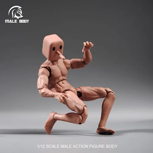 Vista 7 de Fremego Figura de acción masculina a escala 1/12, figura muscular súper flexible y fuerte de 6 pulgadas, cabeza cuadrada, figura de acción