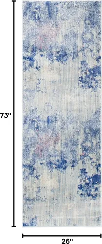 Vista 2 de Unique Loom Helios Collection - Alfombra Santorini (2 pies 2 pulgadas x 6 pies 1 pulgada, azul/beige)