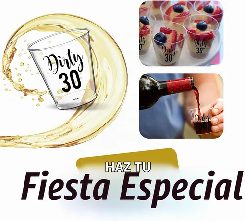 Vista 7 de Decoraciones de cumpleaños de Dirty 30 para ella y él, vasos de chupito de 100 piezas - plástico