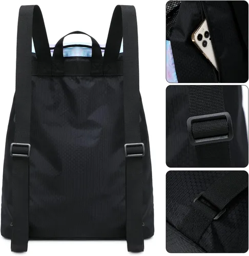 Vista 6 de Lohol Mochila grande de malla con cordón y bolsa para zapatos, saco de natación duradero con asa para deportes, gimnasio, yoga, playa, viajes