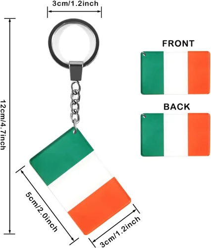 Vista 2 de QQSD Llavero con la bandera de Irlanda, llavero irlandés para llaves, mochila, equipaje y regalos, paquete de 2, Irlanda