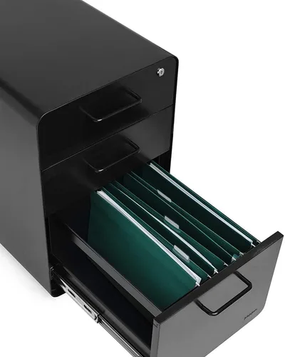 Vista 2 de Mueble archivero Poppin con 3 cajones extraíbles Negro