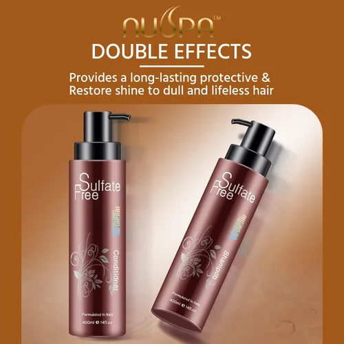 Vista 7 de Juego de champú y acondicionador de aceite de argán marroquí orgánico natural, sin sulfatos, tratamiento seguro para el color, protección UV