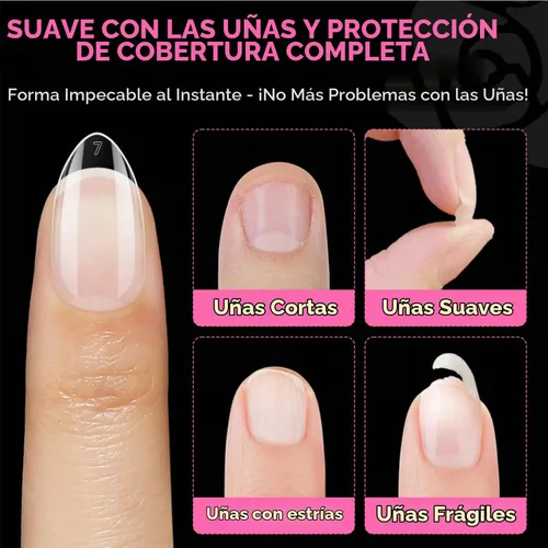 Vista 7 de UNA GELLA Puntas de uñas cortas de almendra: 504 PCS uñas postizas cortas, puntas de uñas de gel a presión suave, forma de almendra preformada A1