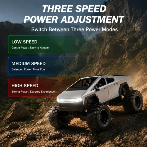Vista 17 de 1:64 Mini RC Crawler Car, camión de control remoto de aleación con control de aplicación, controlador de 2.4 GHz, 3 modos de velocidad, luces LED