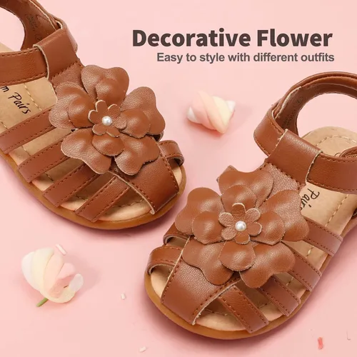 Vista 2 de DREAM PAIRS Sandalias de vestir de verano para niñas y niños pequeños con punta cerrada