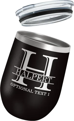 Vista 4 de Vaso de vino personalizado de 12 onzas (17 colores) de acero inoxidable recubierto de polvo con tapa, grabado personalizado, regalo personalizado