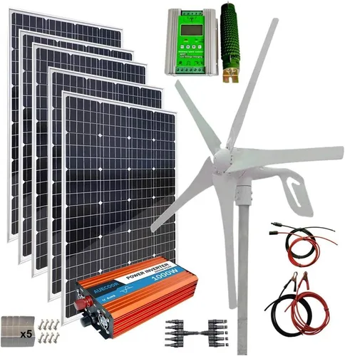 Vista 11 de Kit híbrido de turbina eólica de panel solar de 300 W (340 W): generador de turbina eólica de 100 W + 2 piezas de panel solar mono de 120