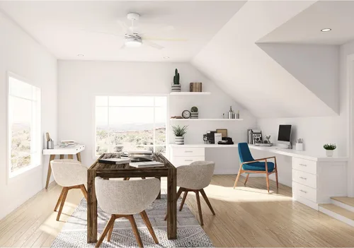 Vista 6 de Hunter Ventilador de techo blanco mate con WiFi de 60 pulgadas con kit de luz LED y control de pared