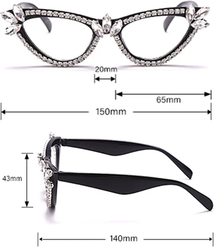 Vista 4 de Gafas de lectura con diamantes de imitación brillantes con marco retro con montura de gato
