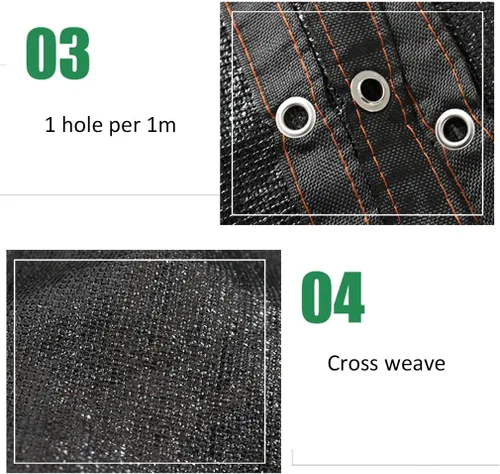 Vista 4 de Tela transpirable resistente a los rayos UV, malla de sombra rectangular negra, tasa de sombreado 95 %, para el hogar al aire libre, patio