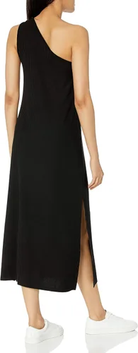 Vista 2 de The Drop Mickey - Vestido largo de punto acanalado con corte de un hombro para mujer