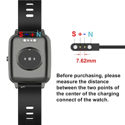 Vista 2 de Cargador magnético universal para reloj, distancia entre pines de 0.300 in, compatible con reloj inteligente (negro)