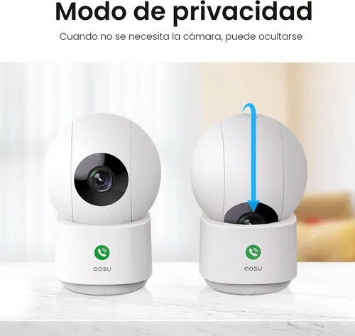 Vista 5 de aosu Cámara de seguridad 2K para interiores, monitor de bebé, cámara para mascotas de 360 grados para seguridad en el hogar con enrutador Wi-Fi