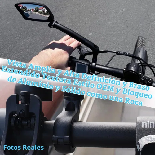 Vista 4 de Espejo de bicicleta para manillar - Cristal HD transparente, espejo ajustable y plegable de 360° para una conducción segura, gran angular