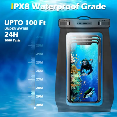 Vista 5 de Paquete de 4 bolsas flotantes impermeables para teléfono – Funda universal grande flotante a prueba de agua – Soporte flotante transparente