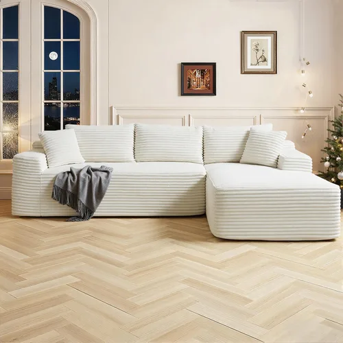 Vista 12 de Cloud Sofá modular moderno de 108 pulgadas con asiento profundo, sofás de pana sin hueso con diván en forma de L para sala de estar, no requiere