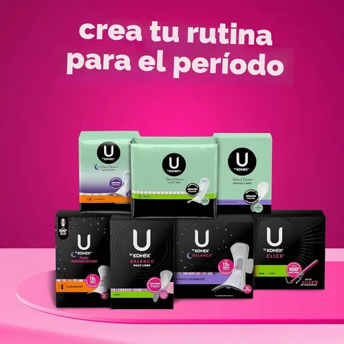 Vista 8 de U by Kotex Toallas con Alas, Clean & Secure, Ultra Delgadas, Absorción Intensa, 44 Unidades (El Empaque Puede Variar)
