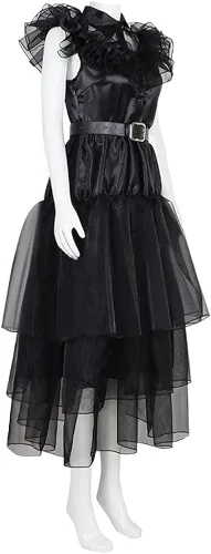 Vista 3 de IDOTTA Girls Wednesday Addams Costumes Dress For Kids Family Halloween Princess Cosplay Party Outfit Addams Costumes