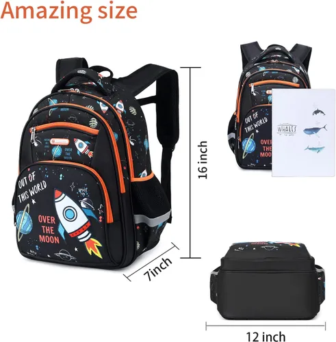 Vista 3 de Mochila infantil para niños de primaria kínder, preescolar, 16 pulgadas, multifuncional, bonita gran capacidad