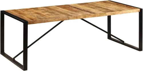Vista 21 de Mesa de comedor de madera maciza de Sheesham, forma rectangular, 47.2 pulgadas, acabado pulido marrón con patas de metal para cocina y comedor