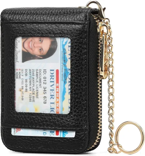 Vista 13 de SENDEFN Cartera de cuero para mujer, con bloqueo RFID, pequeñas carteras compactas, titular de la tarjeta de crédito con ventana de identificación