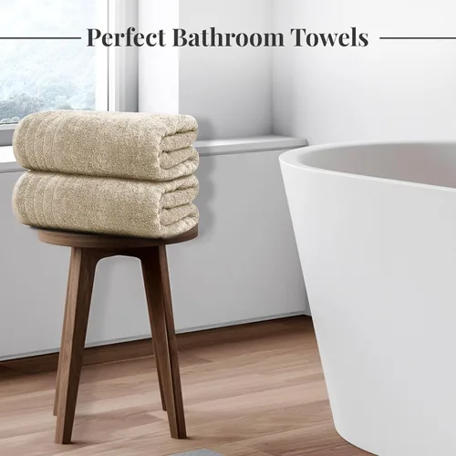 Vista 4 de Tens Towels Juego de 8 toallas, 2 extra grandes para baño, 2 para manos, 4 paños, 100% algodón, peso más ligero, secan más rápido, superabsorbentes
