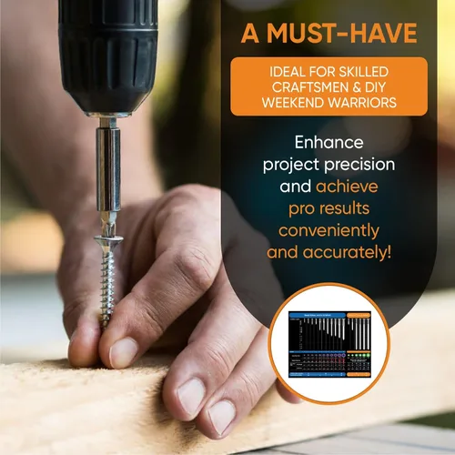 Vista 3 de Tabla de tamaños de tornillos magnéticos Guía completa para tornillos de madera y comerciales 8.5 x 10.5 pulgadas Fabricado en EE. UU