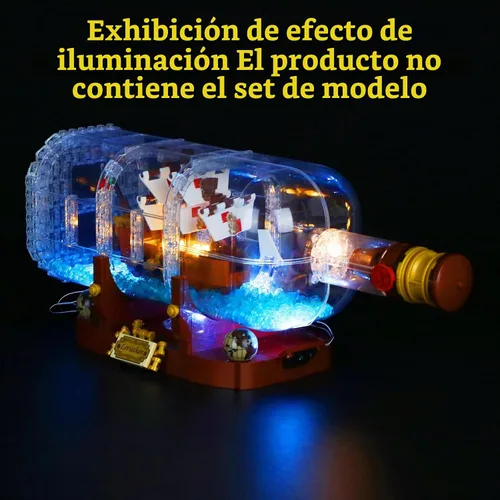 Vista 6 de GEAMENT Kit de luces LED (control remoto) compatible con LEGO Ship in a Bottle - Juego de iluminación para ideas 21313