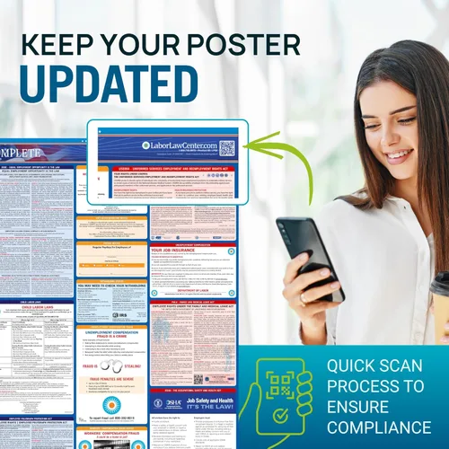 Vista 3 de Póster de ley laboral de Nueva York 2025, estatal, federal, cumple con la OSHA, publicación requerida en el lugar de trabajo para empleados, póster