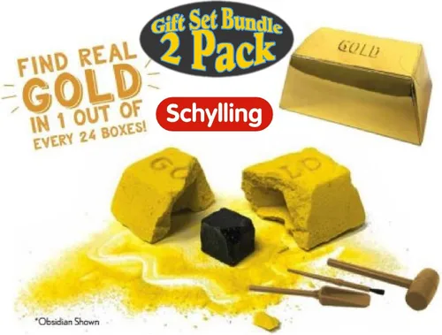 Vista 2 de Schylling Chip Away Science Digs - Juego de regalo de oro y diamantes, paquete de 2